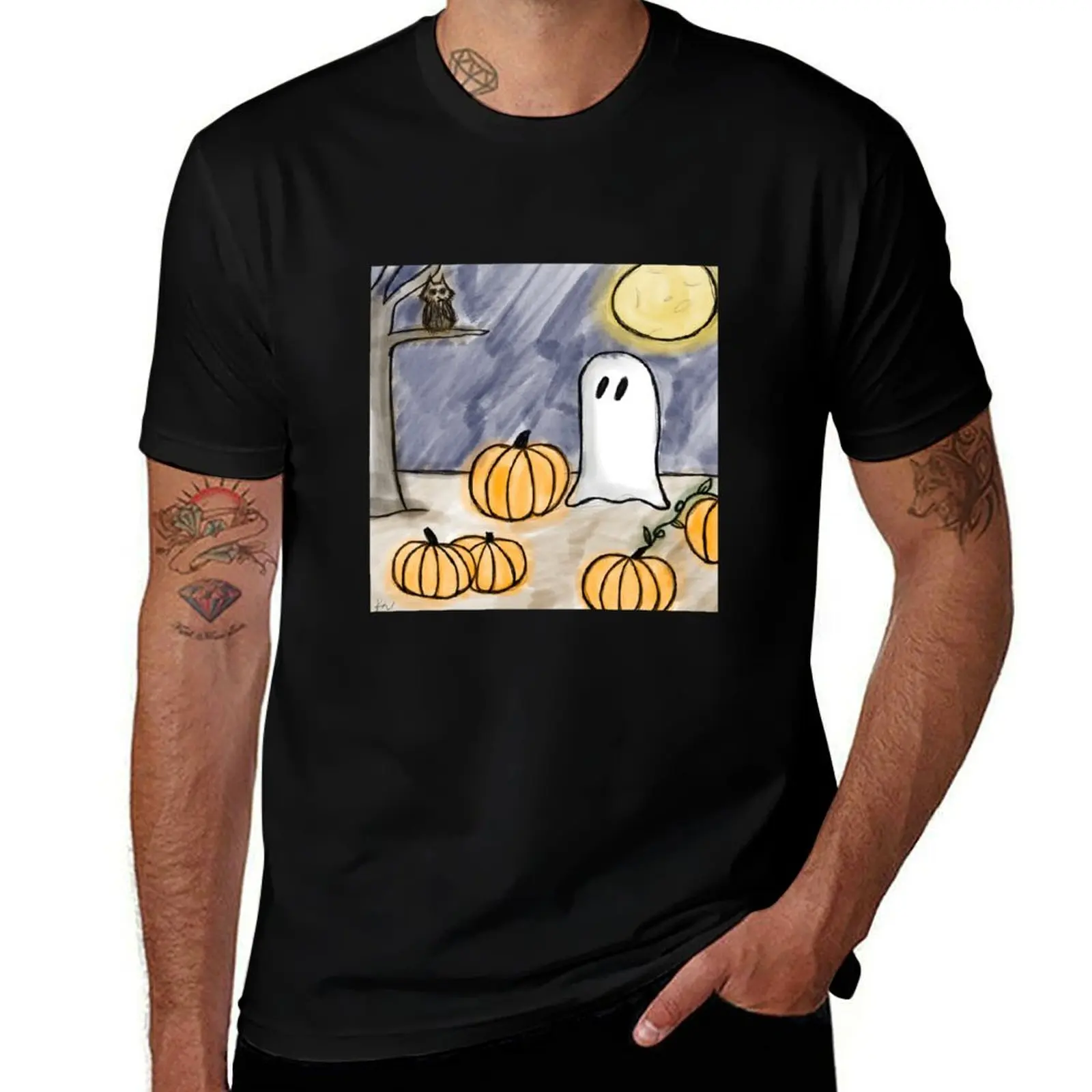 Ghosty Picks a Pumpkin T-Shirt hippie clothes cheap stuff anime figures mens fashion