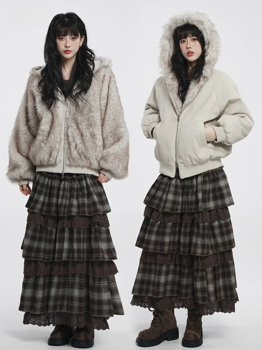 

Double-Sided Wear Thickened Women's Jacket Korean Style Cotton Coat Winter Warm Street Style Loose Fit Zipper Closure Short L...