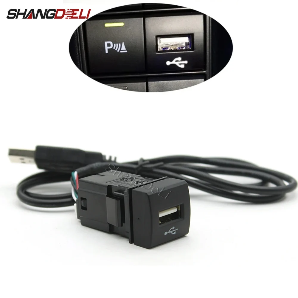 Adaptador de entrada USB para coche, Radio de Audio, interfaz de cable de interfaz de memoria flash u-disk, compatible con Toyota Camry Corolla Rav4 Prado 2018
