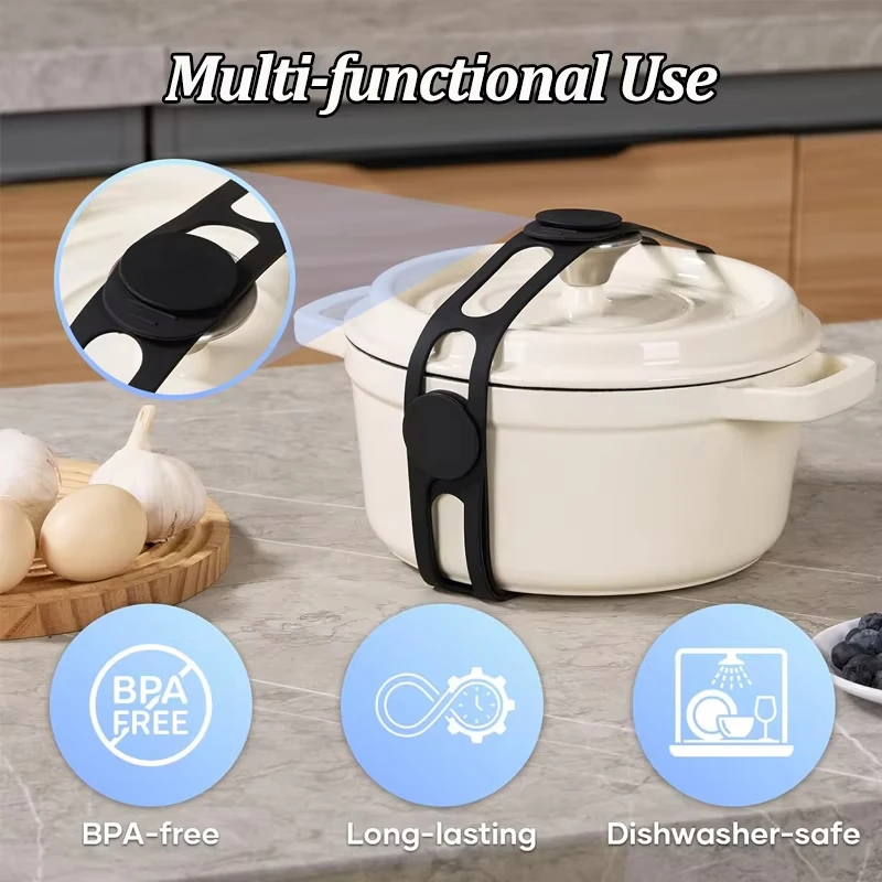 Silicone Pot Lid Elastic Band Reusable Lunch Box Strap Holder Suitable Universal Clay Pots Curtains Bowls Latch Strap Ties