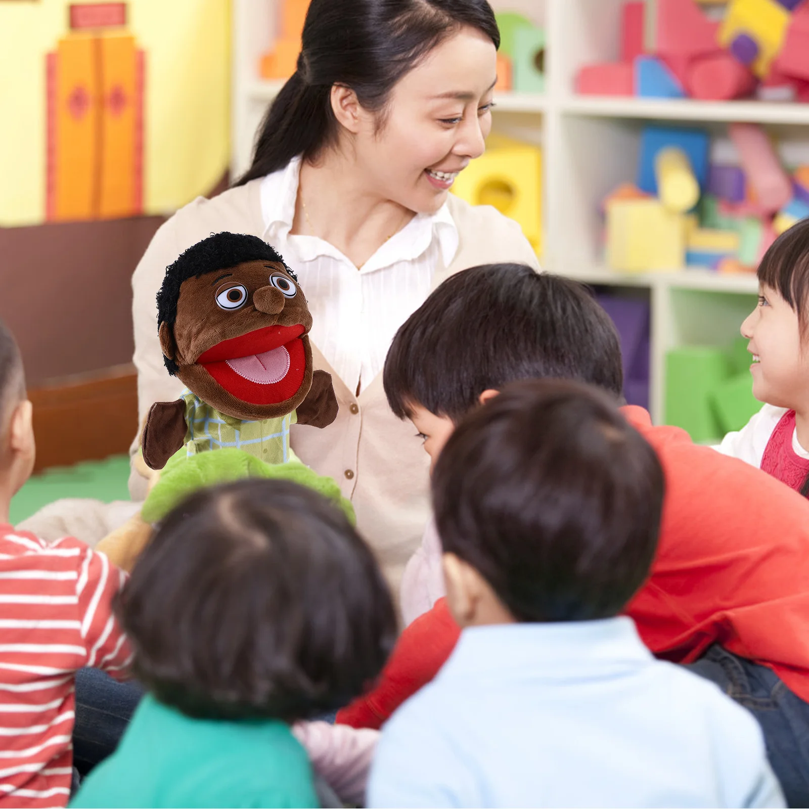 Burattino a mano narrazione Carattere morbido per giochi creativi Attività in classe Sviluppo cognitivo Coordinazione occhio-mano