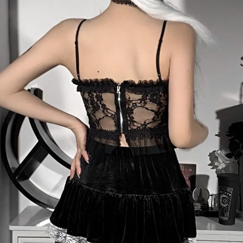 

Gothic Sle Lace Me Strap Top loween Cross Design Faionable Unique Sle Women's Tube Top Thin Fabric Autumn Season