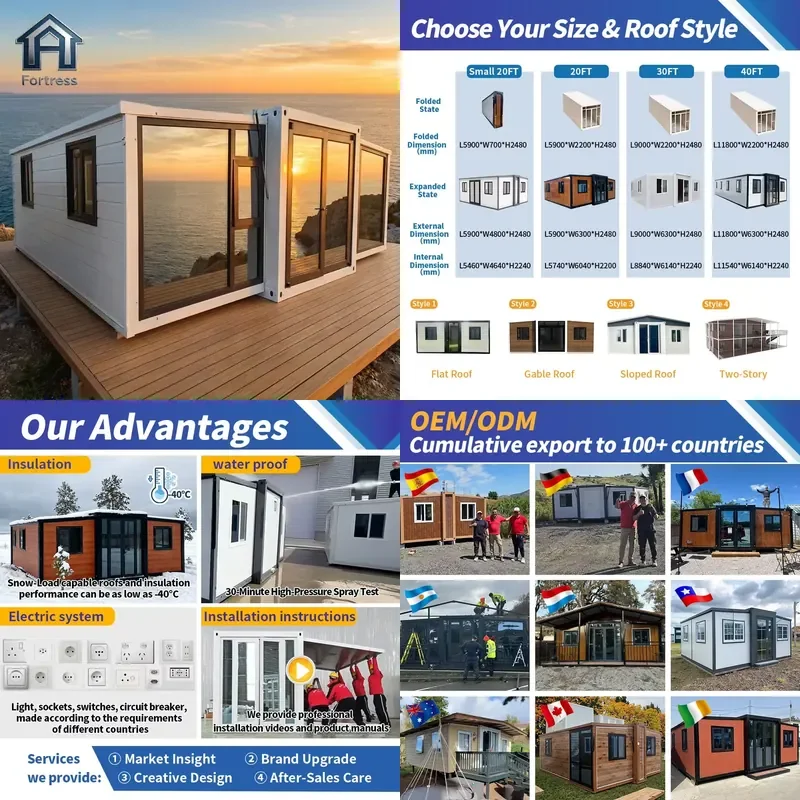 20Ft Expandable Prefab Housing Container 2 Bedroom Foldable Waterproof Steel Structure Modular Easy Install Container House