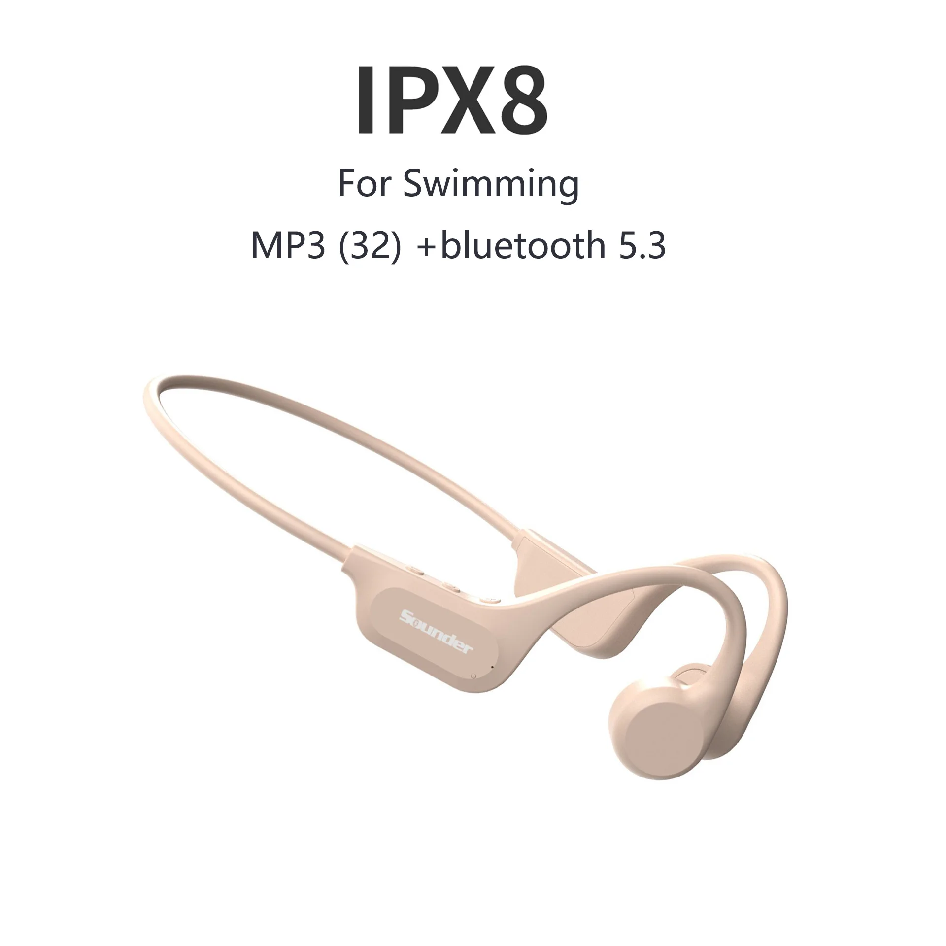 Bone conduction wireless Bluetooth 5.3 headset sports swimming headphone IPX8 32G RAM outdoor sports new waterproof earphone