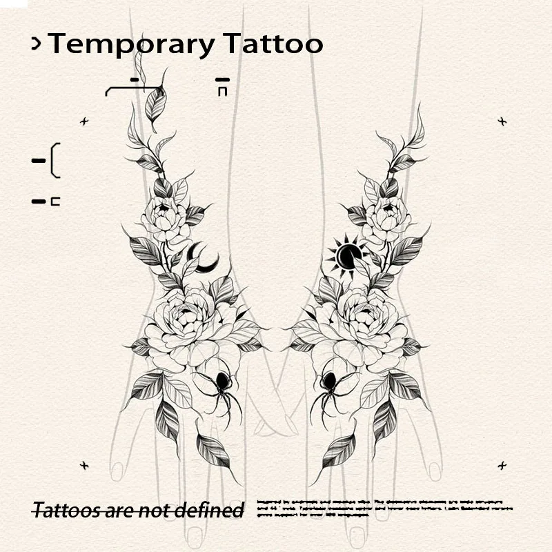 

Богемный паук, роза, травяной сок, татуировка, нашивка, временные татуировки на руку, водонепроницаемая, прочная, сексуальная, горячая девушка, поддельная татуировка, подарок на вечеринку Y2K