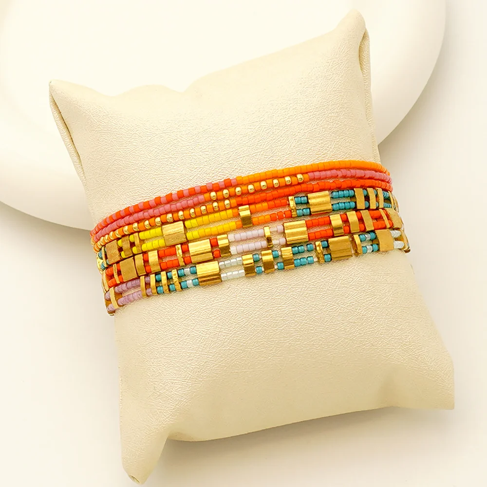 New Bohemian Style Tila Bracelet Imported from Japan, Miyuki Rice Beads Fine Bracelet, Multi-Layered Wear