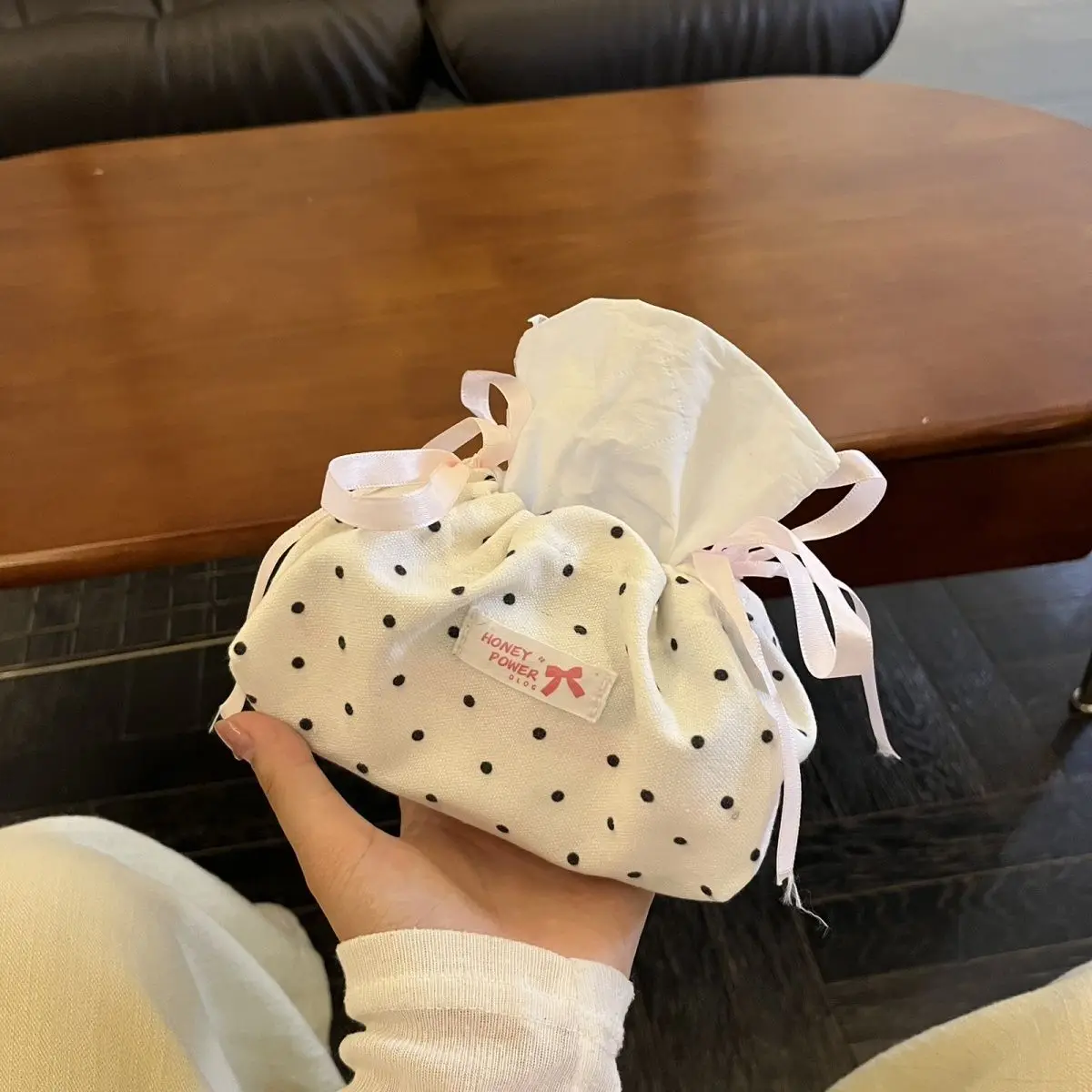 Desktop Storage Polka Dot Ins Tissue Box Multi-Purpose Paper Towel Organizer Handbag For Girls Living Room Creative Home Decor