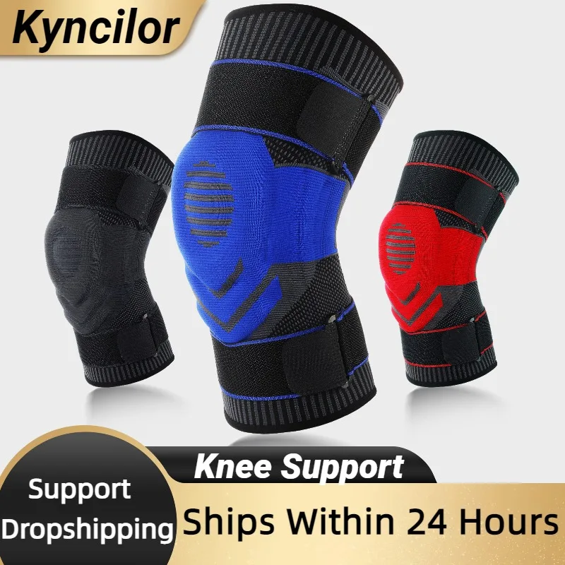 Kyncilor Elastic Silicone Knee Brace Nylon Sports Knee Pads Fitness Gear Patella Brace Running Basketball Volleyball Support