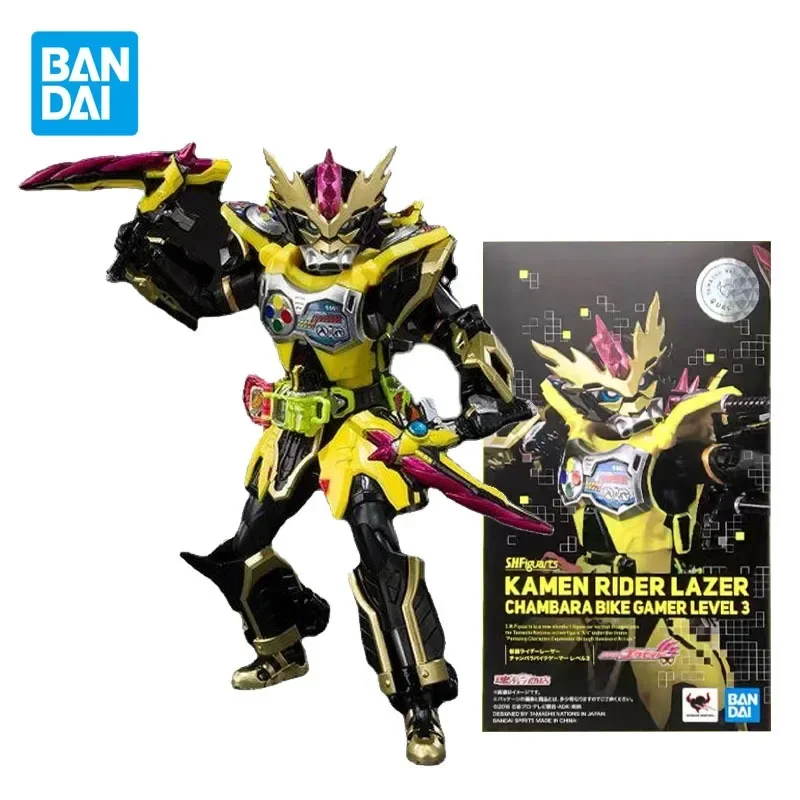 Bandai Genuine SHF Kamen Rider LAZER CHAMBARA BIKE GAMER LENER LEVERL3 Anime Action Figures Toys for Boys Girls Kids Gifts