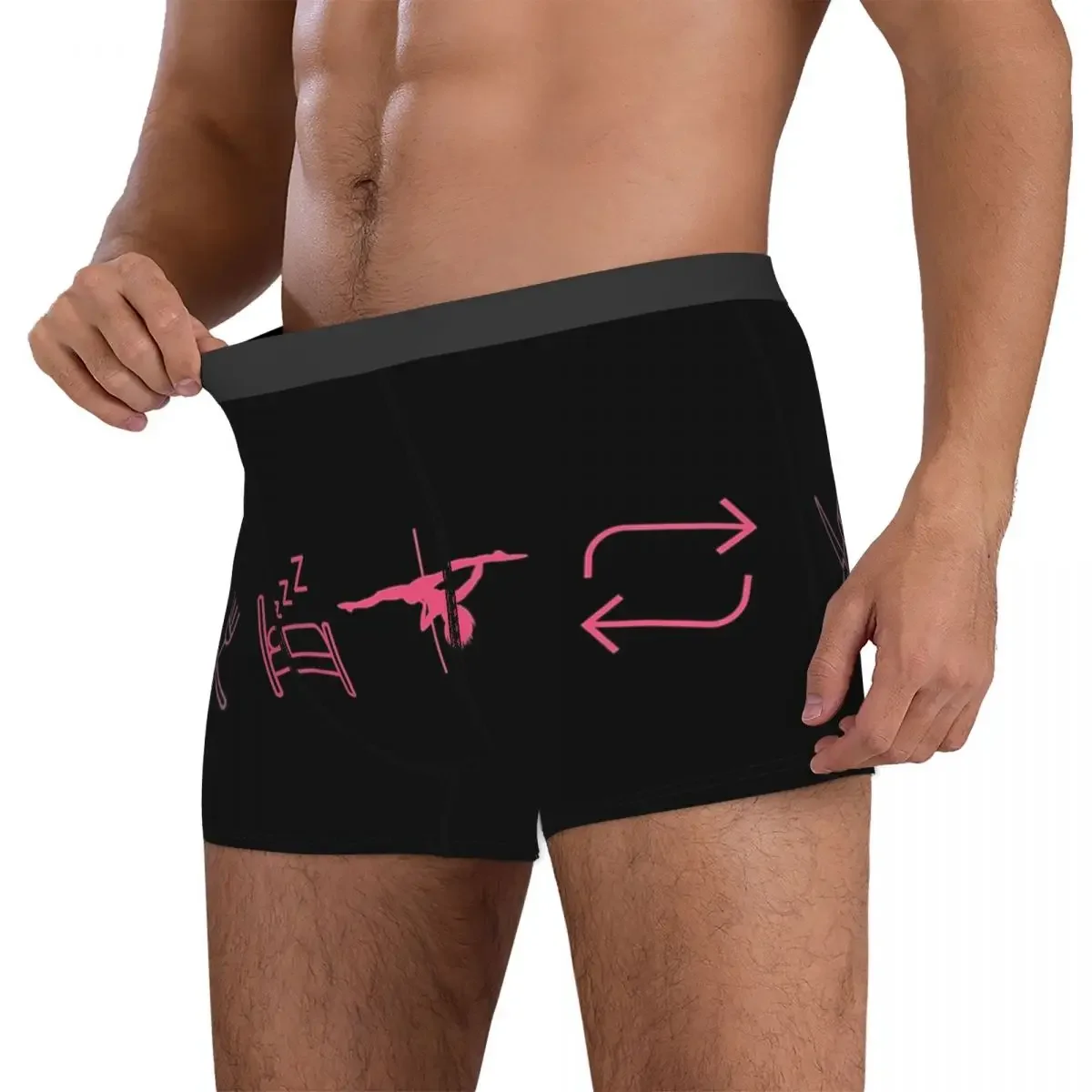 Calzoncillos bóxer para hombre, ropa interior suave para comer, dormir, Pole Dance, repetir iconos negros, regalo para novio