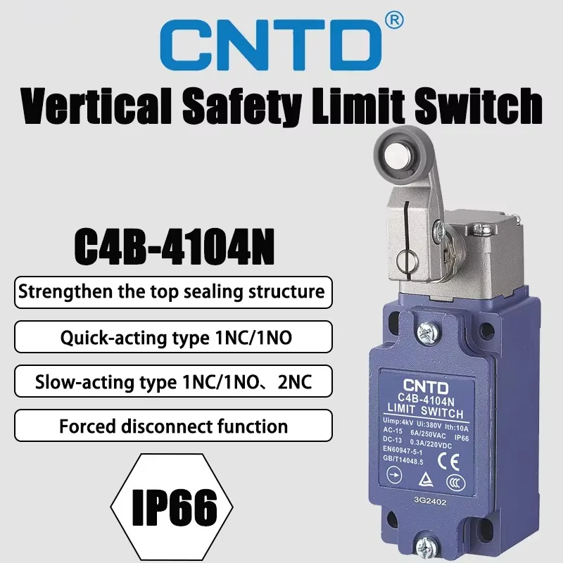 CNTD C4B-4104N Ball Swinging Rod Type(resin Ball) Vertical Safety Limit Switch Quick-action Type 6A 250V IP66 Travel Switch