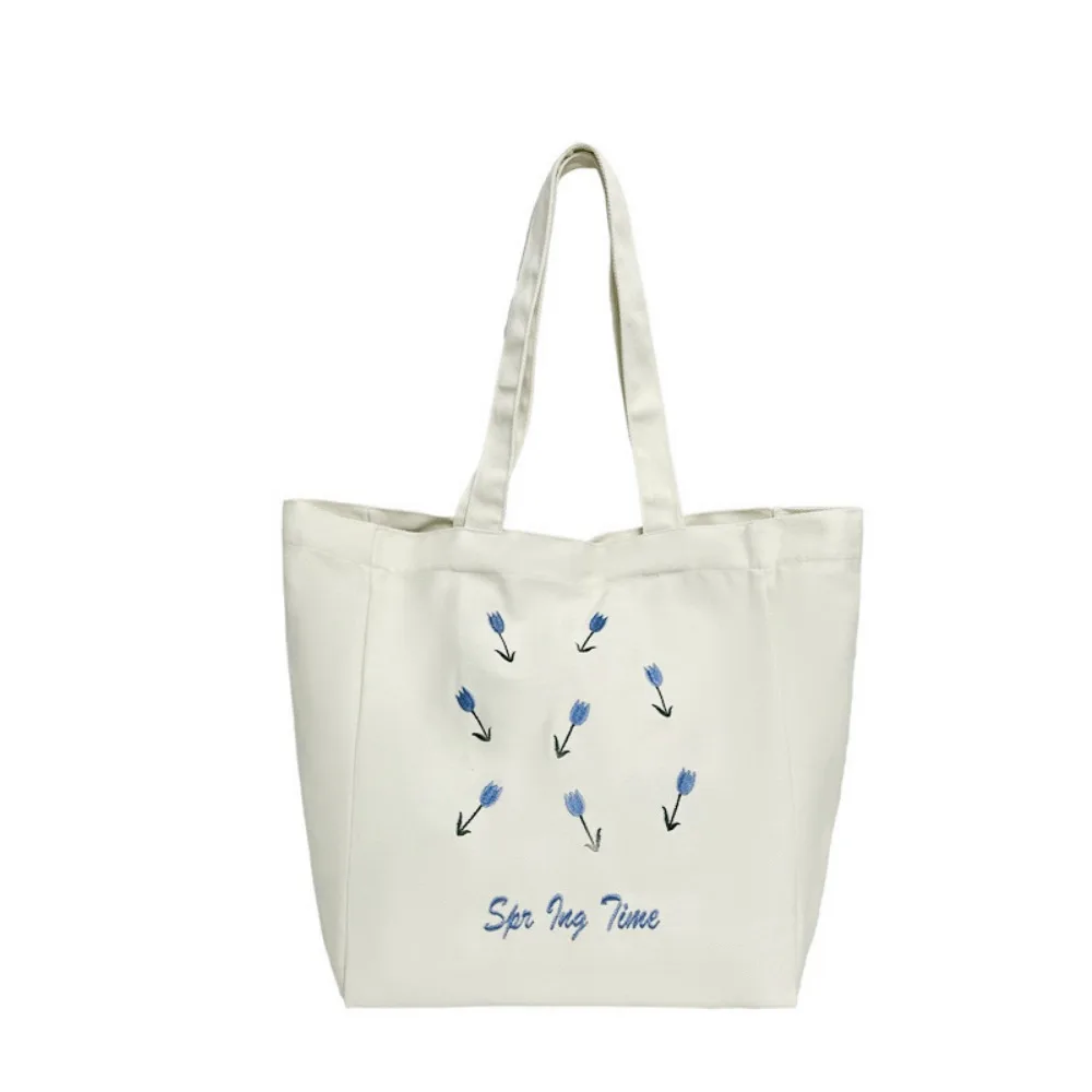 

Fashion Women's Shopping Bag Canvas Large Capacity Cosmetic Storage Organizer Flower Printed Portable Storage Pouch Student