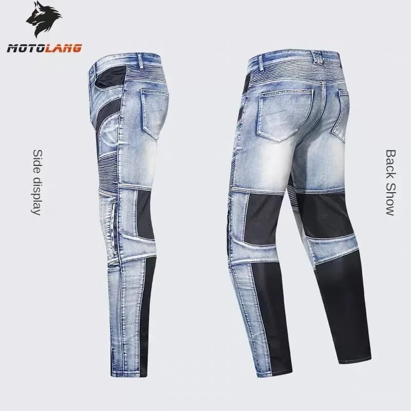 Motorcycle Pants Race Car Jeans Men and Women Summer Mesh Breathable Pants Kevlar Anti-drop Pants Wear Resistant Anti-fall