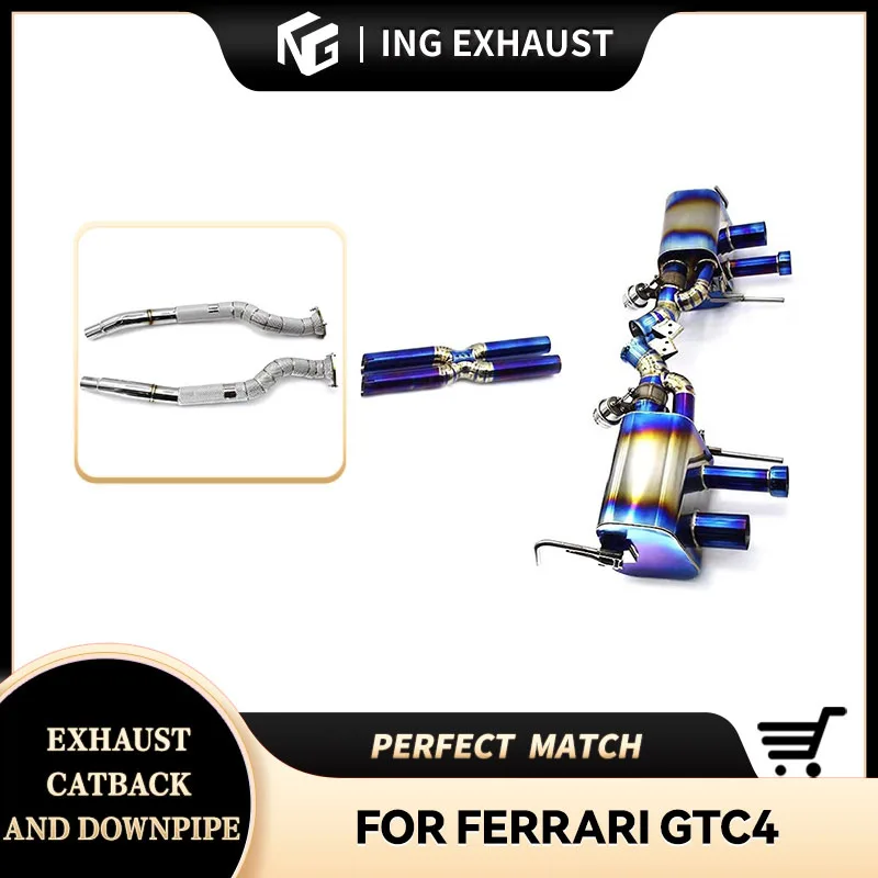 

ING Ti Alloy Catback+downpipe for Ferrari GTC4 LUSSO V8 3.9T full Vacuum Valve Muffler Car Accessories Exhaust System