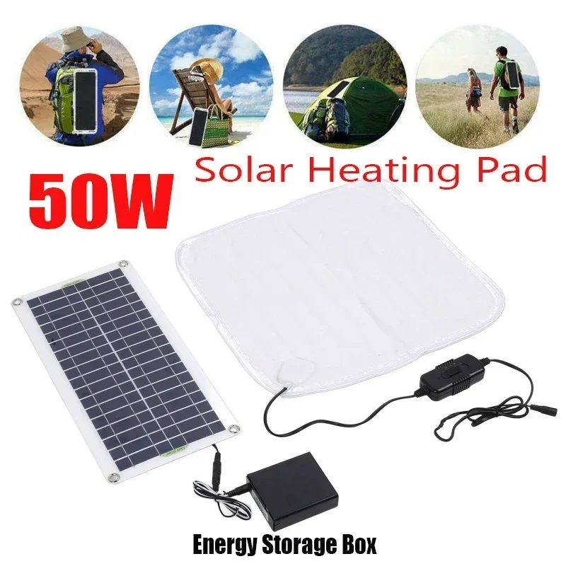 Mono-polycrystallin Silicon Solar Electric Blanket 12V/50W Pet Heating Pad Heater With Energy Storage Box Electric Blanket Solar