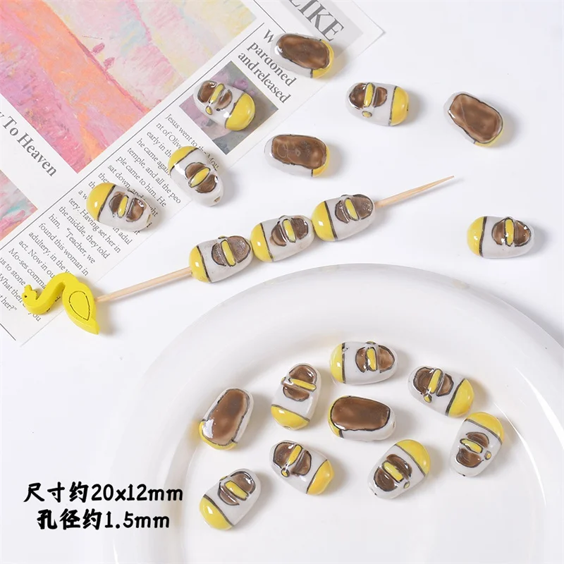 31MM Keramische handgeschilderde Kimono Pop Cartoon Kralen Losse Spacer Bead Voor Sieraden Maken DIY Ketting Armband Craft accessoires