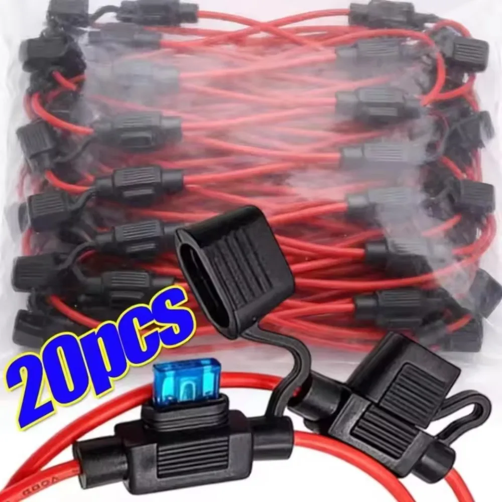 20/5pcs Mini Blade Car Fuse Holder Waterproof Fuse Socket in Line Cutoff Switch Adapter Splash-proof Box Fuse Holder 12V 30A