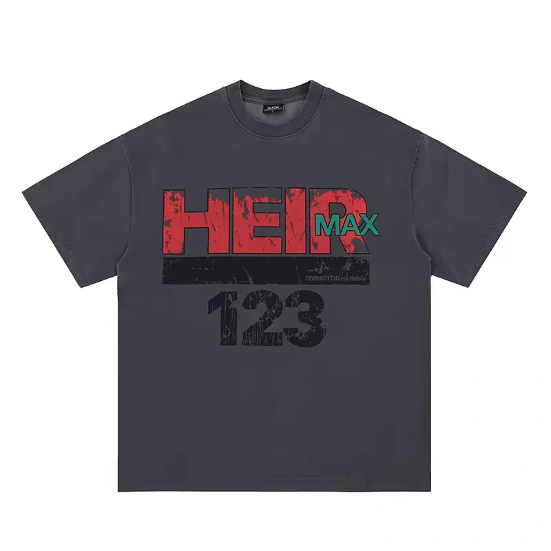 

Vintage Washed High Street Digital English Letter Printing RRR123 T Shirt Men Women RRR-123 T-shirt Top Tees