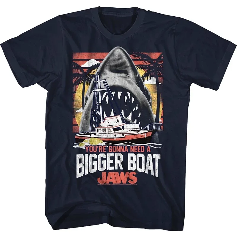 Jaws Bigger Boat Classic Graphic T-Shirt Cotton Men Women Streetwear Tee