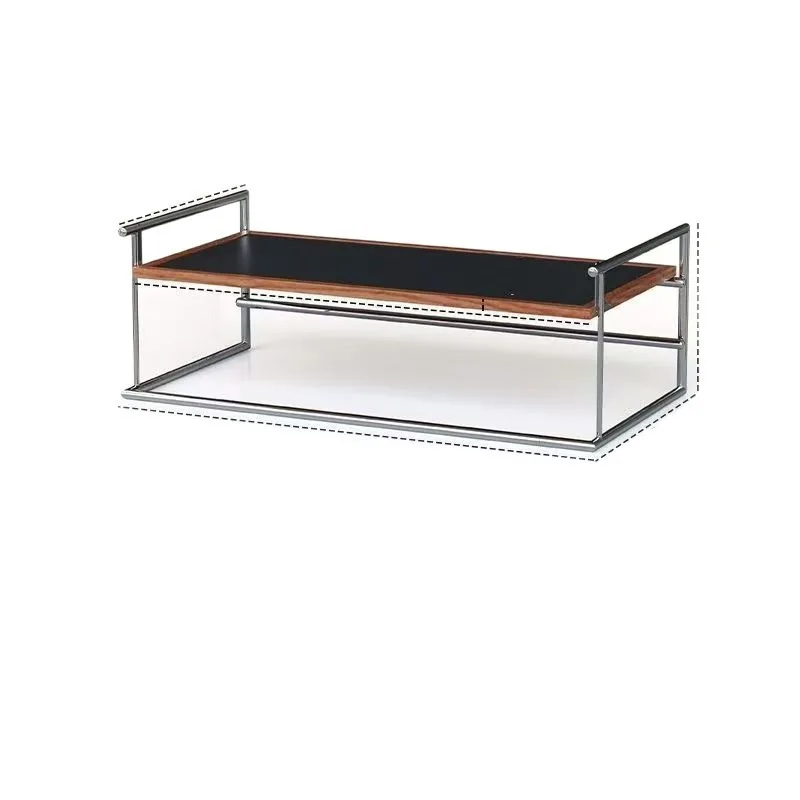 Coffee table living room household medieval minimalist ancient solid wood stainless steel color tea table desk