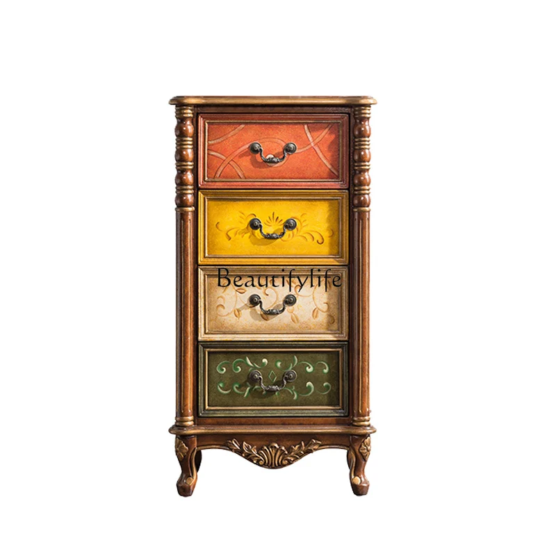 

American living room cabinet solid wood three bucket art cabinet locker