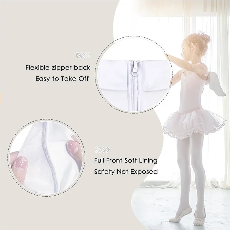 Girls Team Basic Turtleneck Long Sleeve Ballet Dance Leotards for girl Gymnastic Dance Tops with Zipper Back and Soft Lining