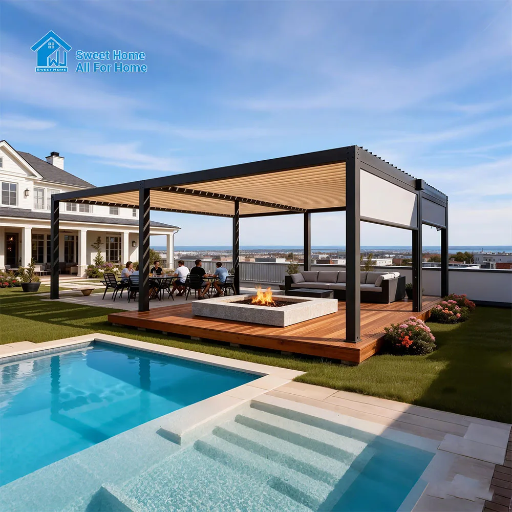 

Изготовленная на заказ алюминиевая современная экологичная водонепроницаемая система навесов для улицы, пергола, летний домик