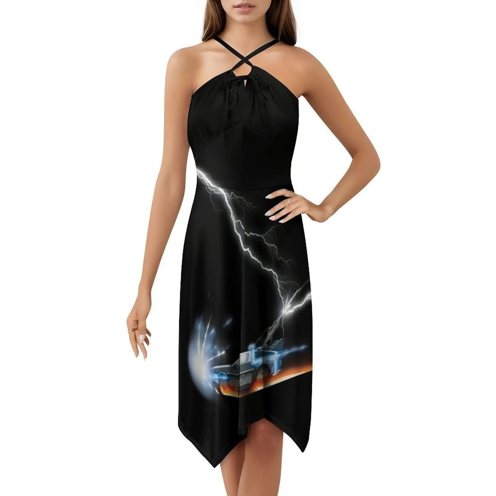 العودة إلى المستقبل-العودة إلى المستقبل فستان عطلة مثير للنساء فستان قصير لحفلات الشاطئ وأعياد الميلاد العودة إلى الوقت المستقبلي #5