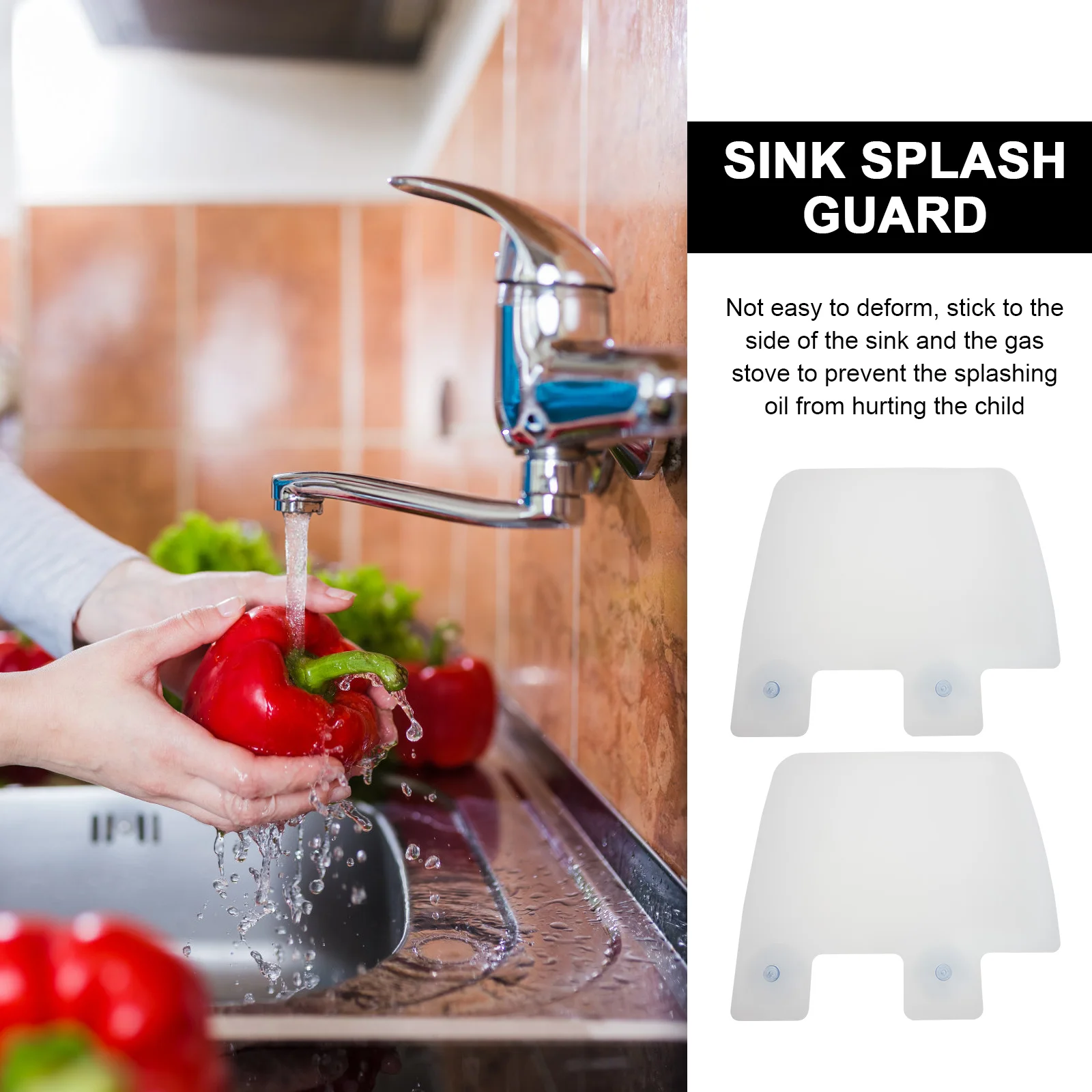 

6pcs Splatter Shield For Kitchen Sink Oil Baffle Transparent Reusable Stove Splash Guard Countertop Edge Protection Water Spray