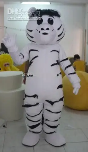 Mascote dos desenhos animados fantasia de pelúcia para adultos, bonito tigre branco, vestido extravagante, Natal e Halloween mascote, venda quente, novo, bonito