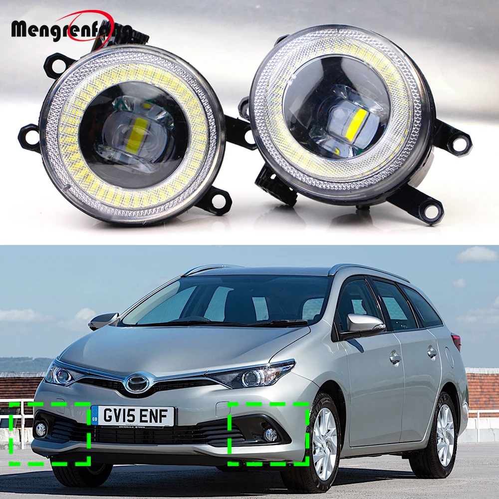 2 Pieces LED Fog Light Angel Eye DRL For Toyota Auris Blade 2006-2018 30W Car Front Adjustable Fog Daytime Running Lamp H11 12V