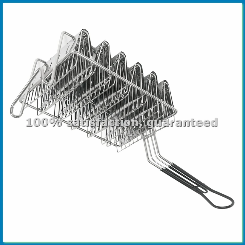 6 Grid Kitchen Fried Cooking French Fries Basket Tortilla Fry Basket for Deep Fat Fryer Basket Stainless Steel-AT35