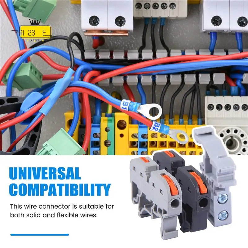 

A23E-DIN Rail Terminal Blocks Kit, With Universal Compact Connectors, Connection Bar, Marker Strip, Screws, 28-12 AWG