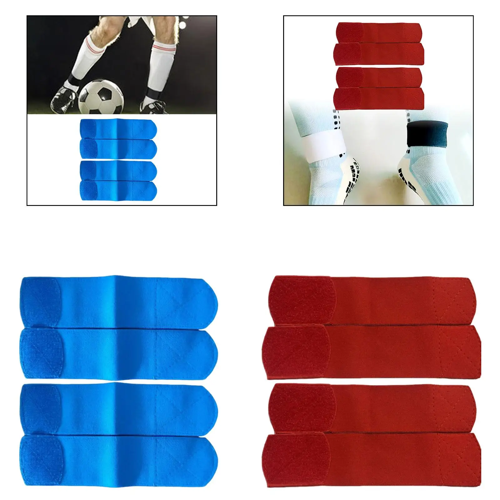 

4x Shin Guards Fixed Strip Ankle Protection Shin and Ankle Support Kit Fixed Strap for Running Tennis Hockey Gym Cycling