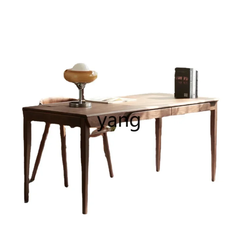 Yhl Desk Light Luxury Black Walnut Solid Wood Simplicity Modern Home Study Computer Desk Writing Desk