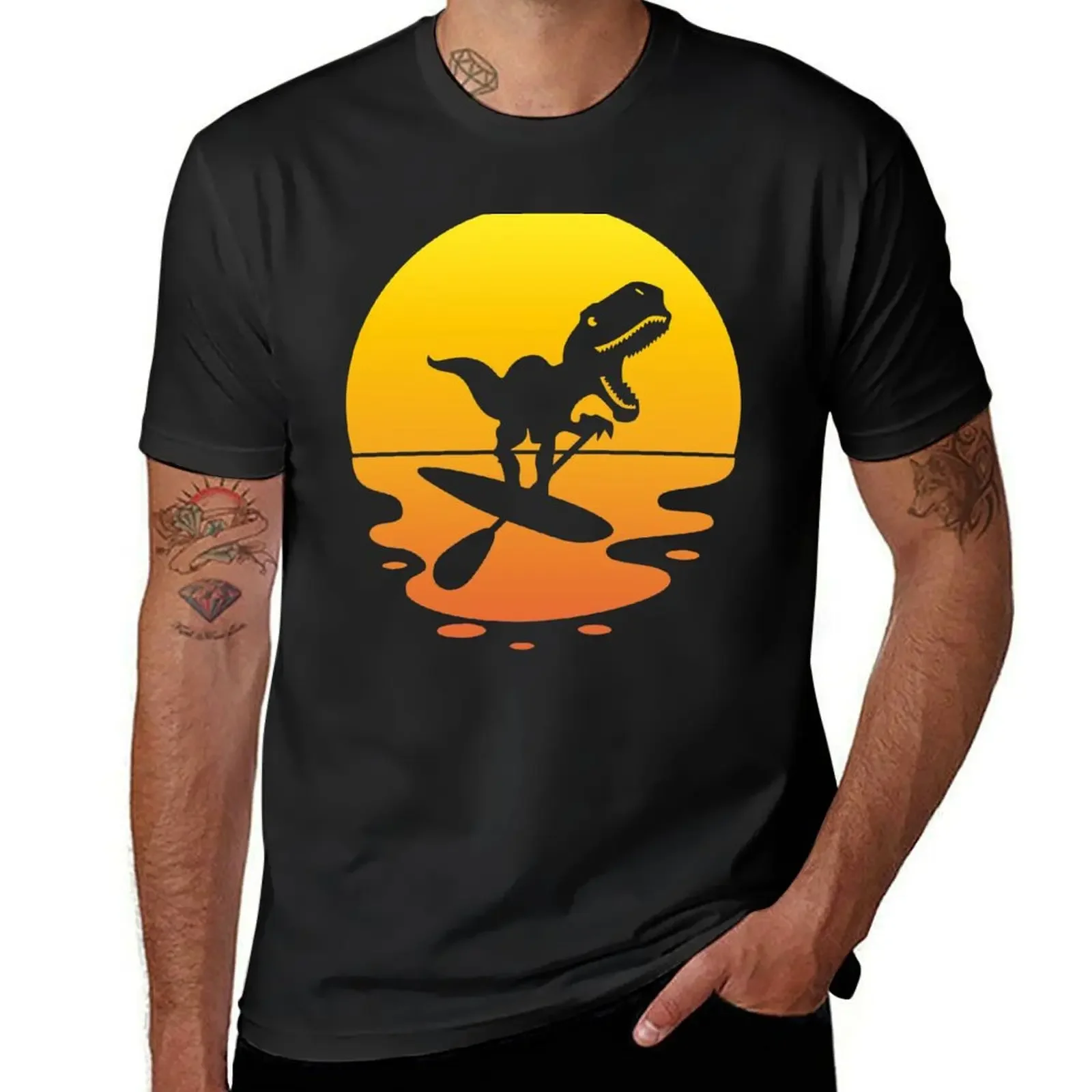 SUP Stand Up Paddle T-Rex T-Shirt funnys blacks sweat Men's t-shirts