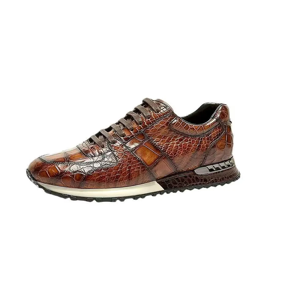 

2025 new style men crocodile shoes brown male