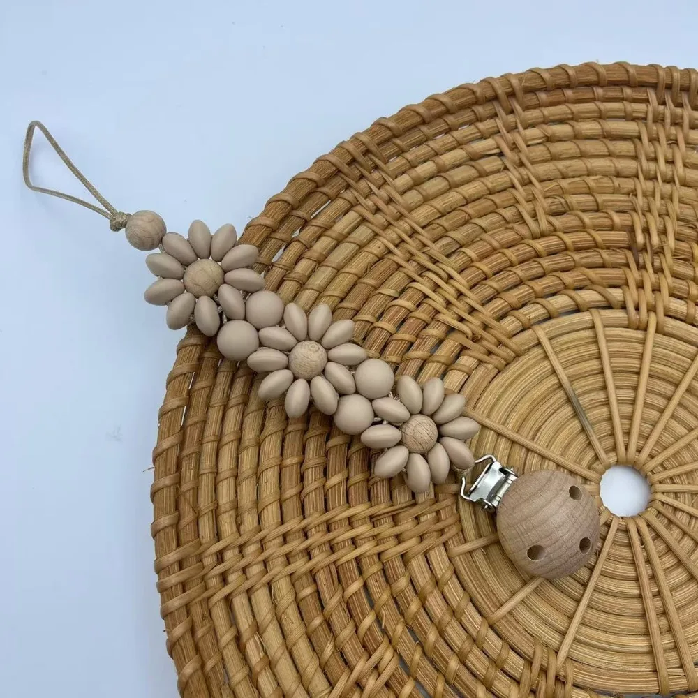 

Эссенционный зажим для соски ручной работы, силиконовый цветочный дизайн, цветочный зажим для пустышки, держатель для соски, зажим для прорезывания зубов, сцена