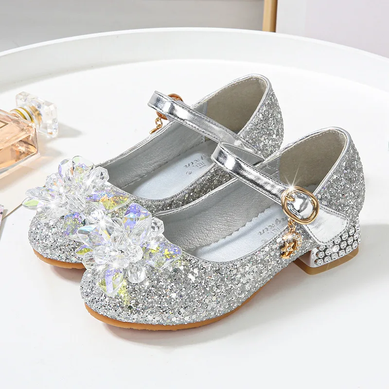 Flower Children\'s Shoes Beach Princess Girl Shoes For Kids Glitter Wedding Party Shoes Infantil Chaussure Enfant