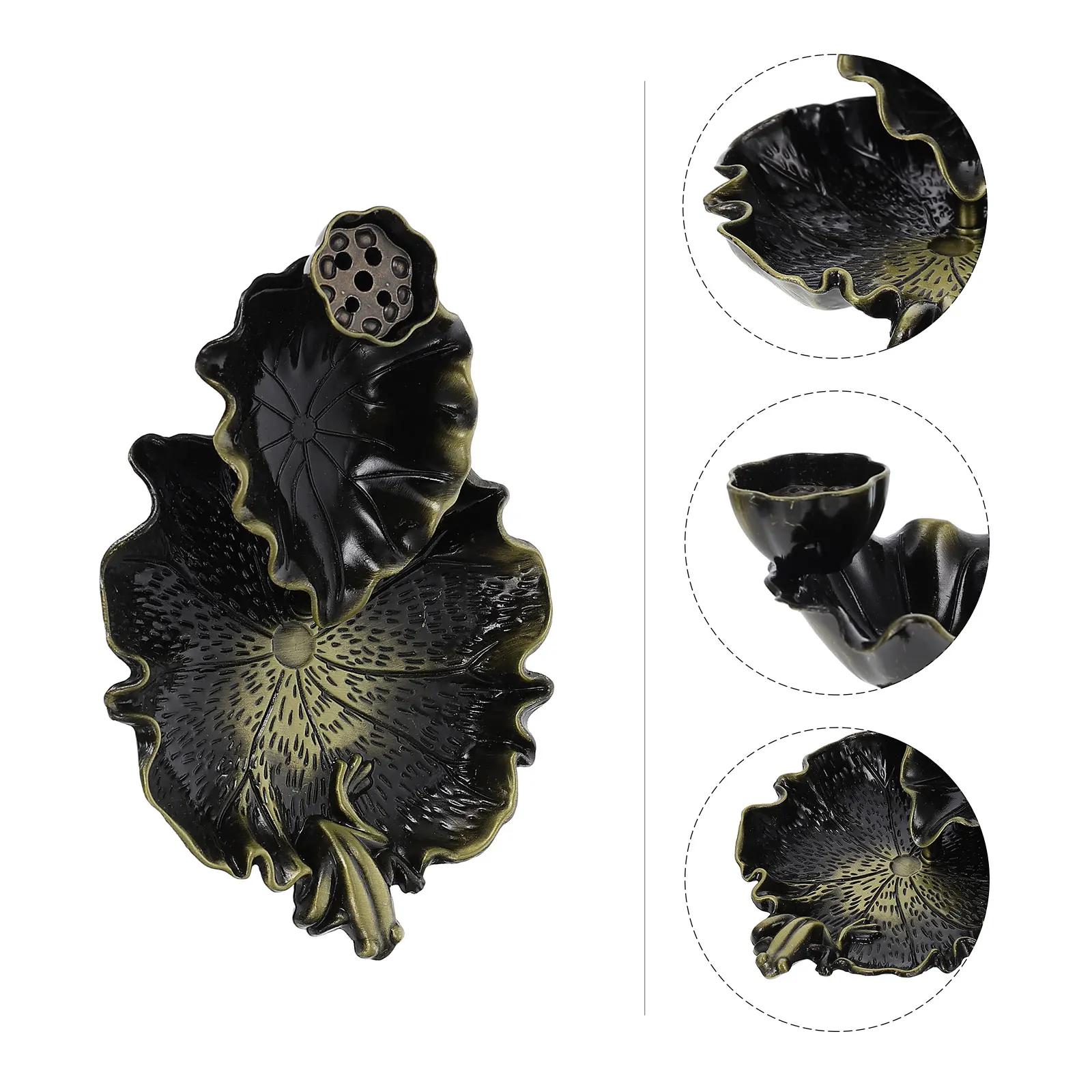 

Lotus Leaf Backflow Incense Burner Aroma Stove Zinc Alloy Censer Waterfall Smoke Design Yoga Meditation Home Kitchen Gift