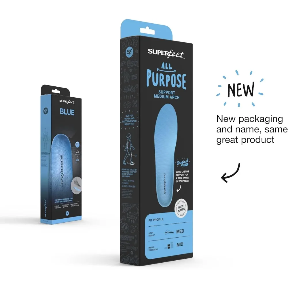 نعال داخلية داعمة للقوس المتوسط - حشوات تقويمية قابلة للتشذيب لملائمة مريحة - وسائد أحذية ذات جودة احترافية