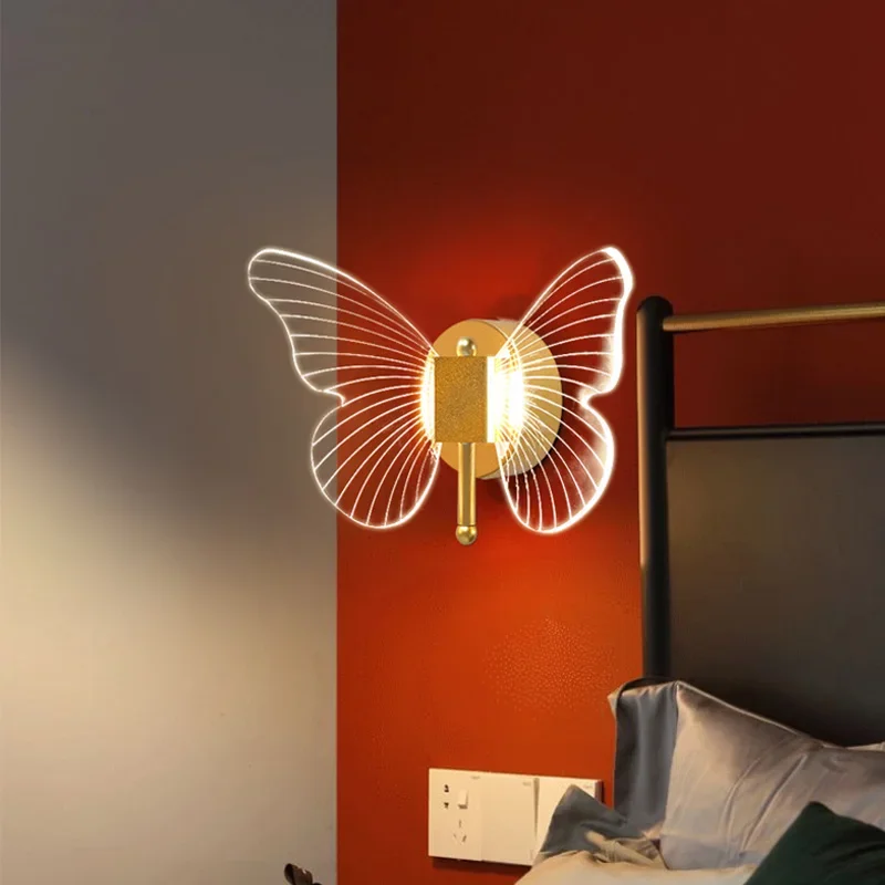 Butterfly LED Wall Lamp Indoor Lighting Fixture Bedroom Bedside Table Living Room Nordic Home Decoration Wall Light Sconces