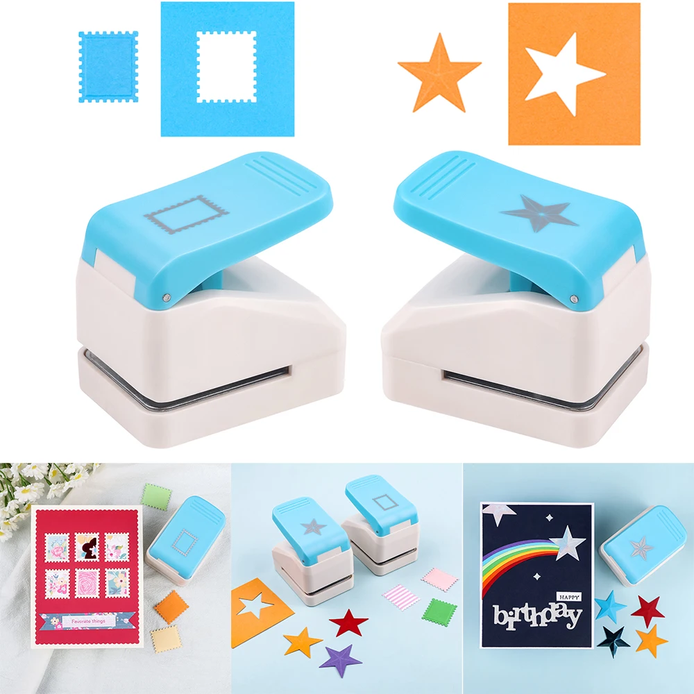 1pc 3D Embossing Punch Star/Postage Stamp Shape Punches Score Tools for DIY Scrapbooking Paper Card Envelope Album Decor Craft