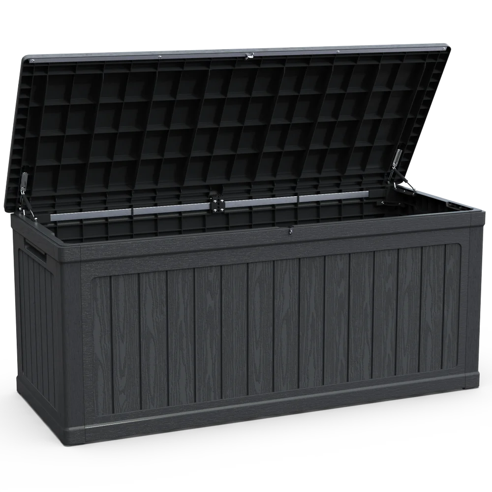 

260 Gallon Large Outdoor Storage XXL Deck Box for Patio Furniture, Garden Tools and Sports/Pools Equipment, Lockable, Black