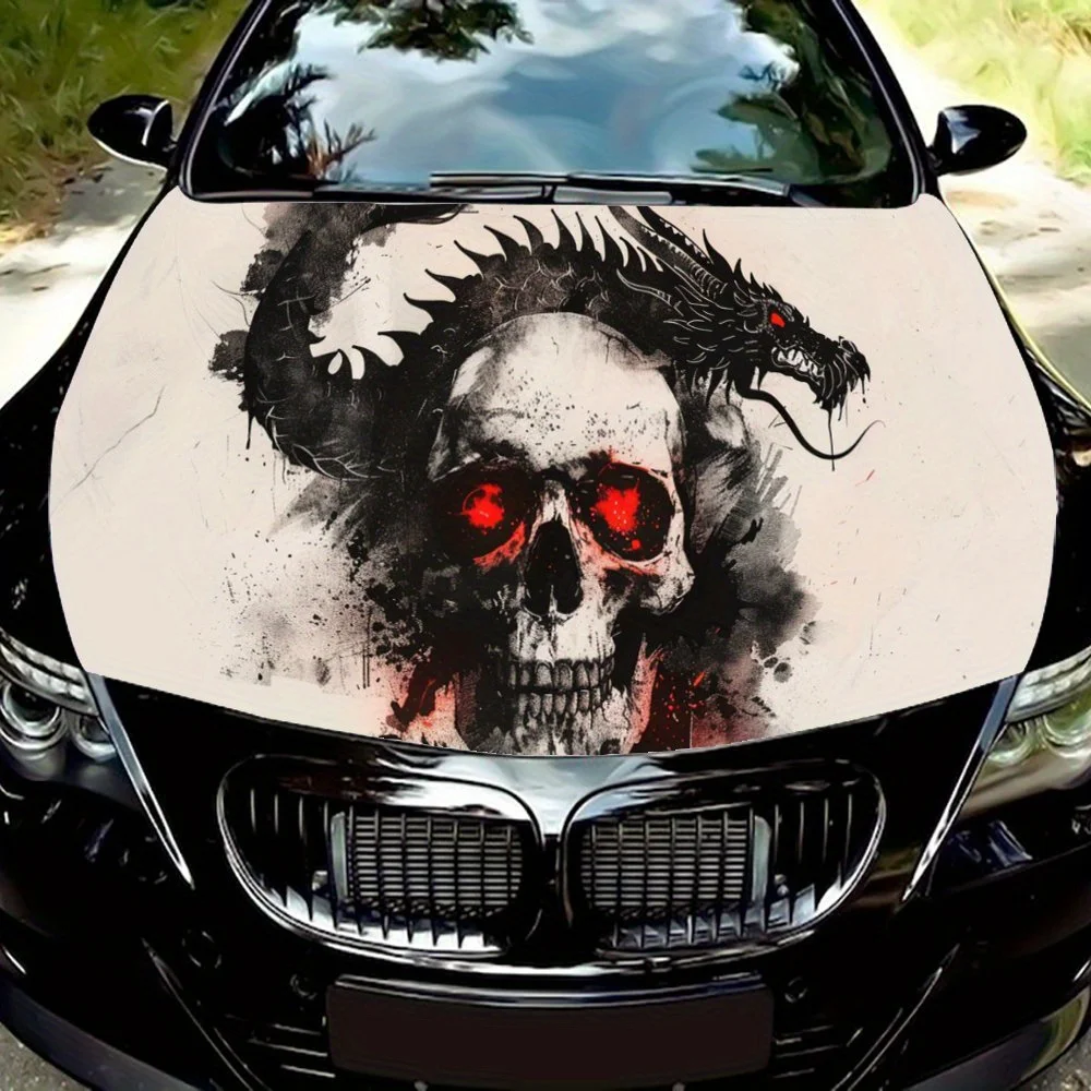 

Dragon Disk Extends Over The Skull Car Hood Wrap Color Vinyl Sticker Truck Graphic Bonnet Auto Accessories Decoration Decal Gift