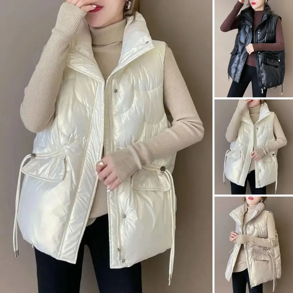 Daunen Baumwoll weste Frauen Herbst Winter ärmellose Jacken weibliche elegante Mode dicken Polster mantel Damen lässig lose warme Westen