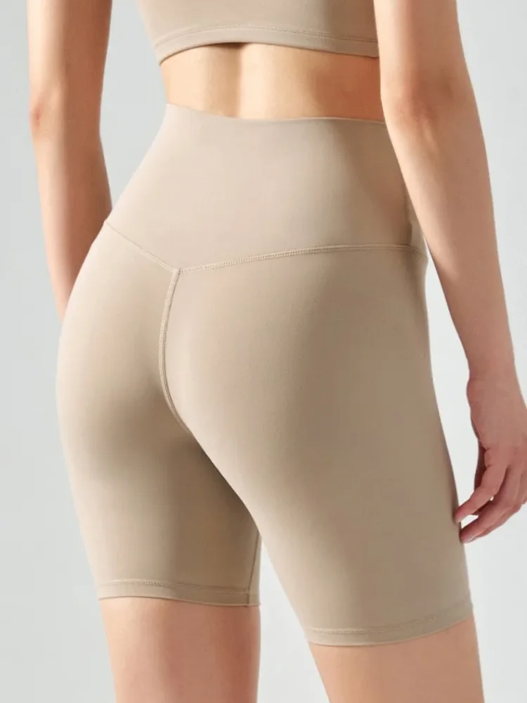 Pantalones cortos deportivos de Yoga para mujer, Shorts ajustados de ciclismo, cintura alta desnuda, transpirables, de secado rápido, para gimnasio,