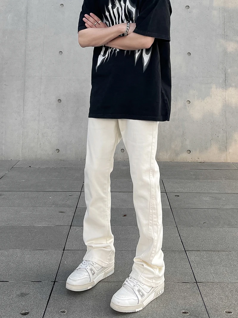 

Cleanfit American High Street повседневные прямые джинсы мужские модные утягивающие микро расклешенные однотонные удобные джинсы