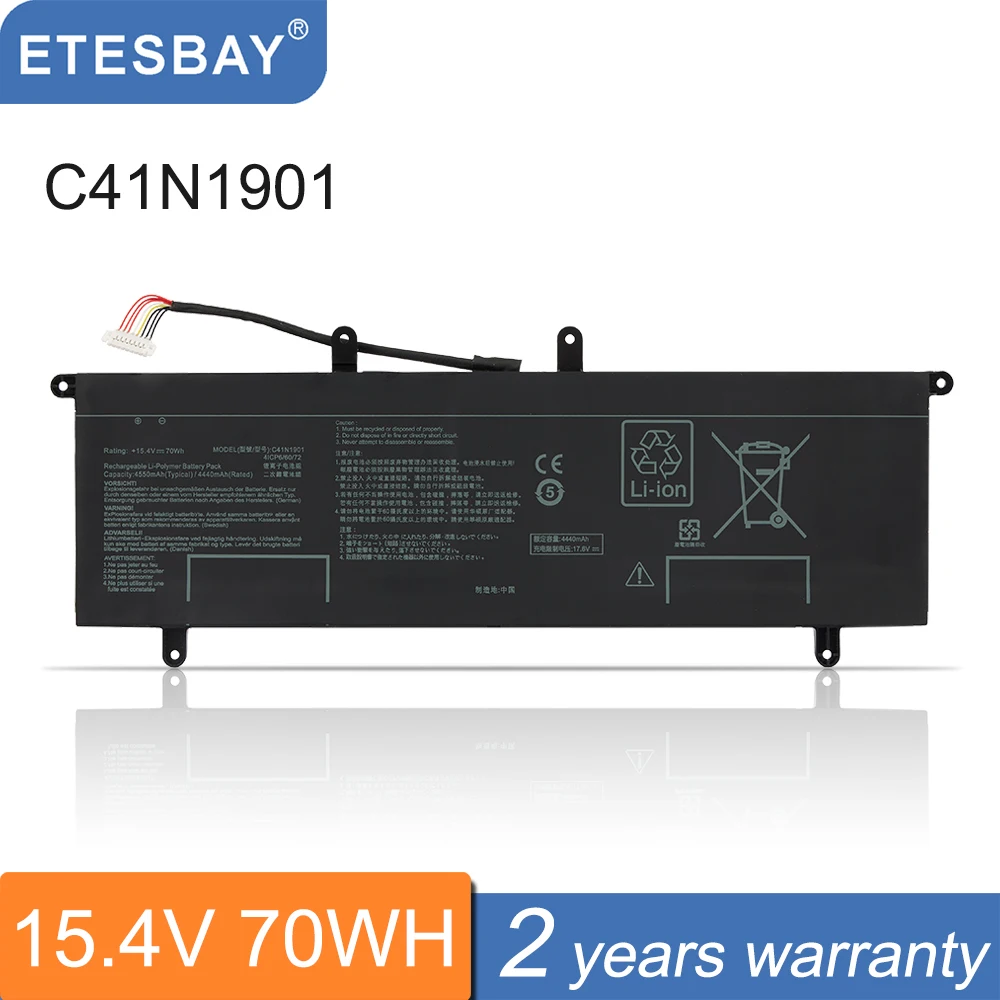 

ETESBAY C41N1901 Laptop Battery For Asus ZenBook Duo UX481FA UX481FL UX481F UX481FLY UX4000F UX4000FL 0B200-03520000 15.4V 70Wh