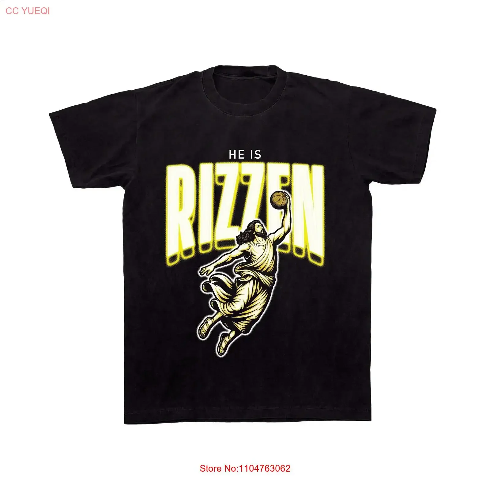 He is RIZZEN Bootleg T Shirt Oversized Jesus Easter Basketball Sport Present Holiday Birthday vintage Washed Slightly